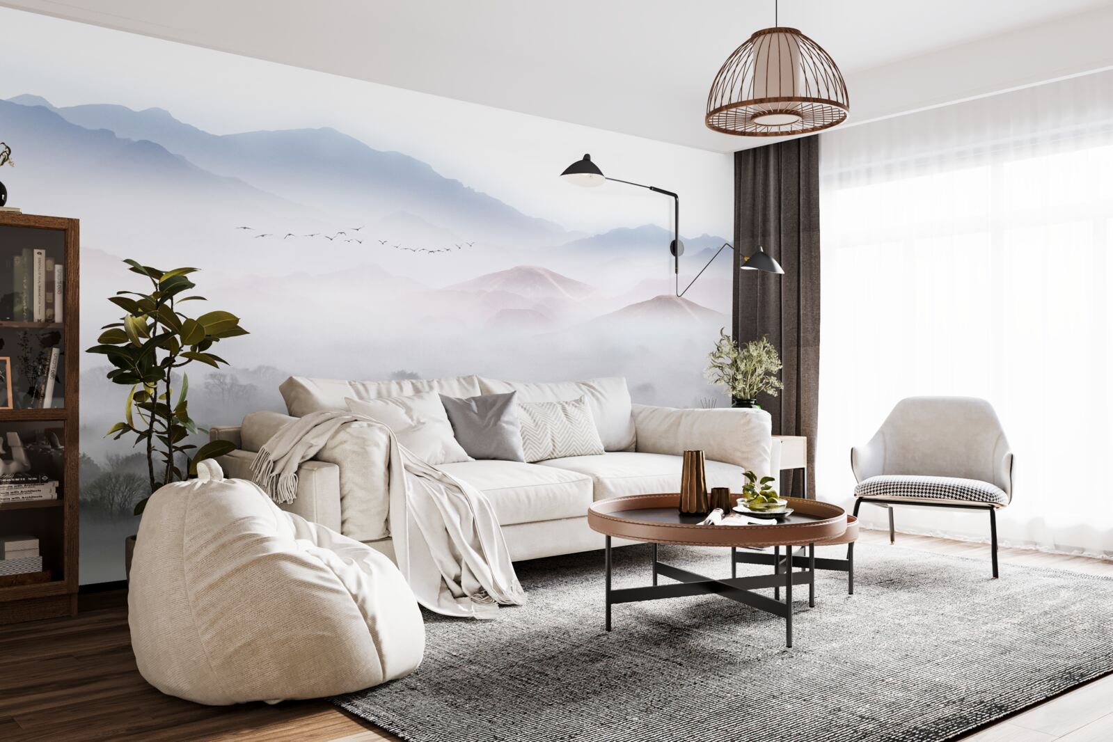 Fototapeta hustá chladná hmla pokrýva vrcholky hôr