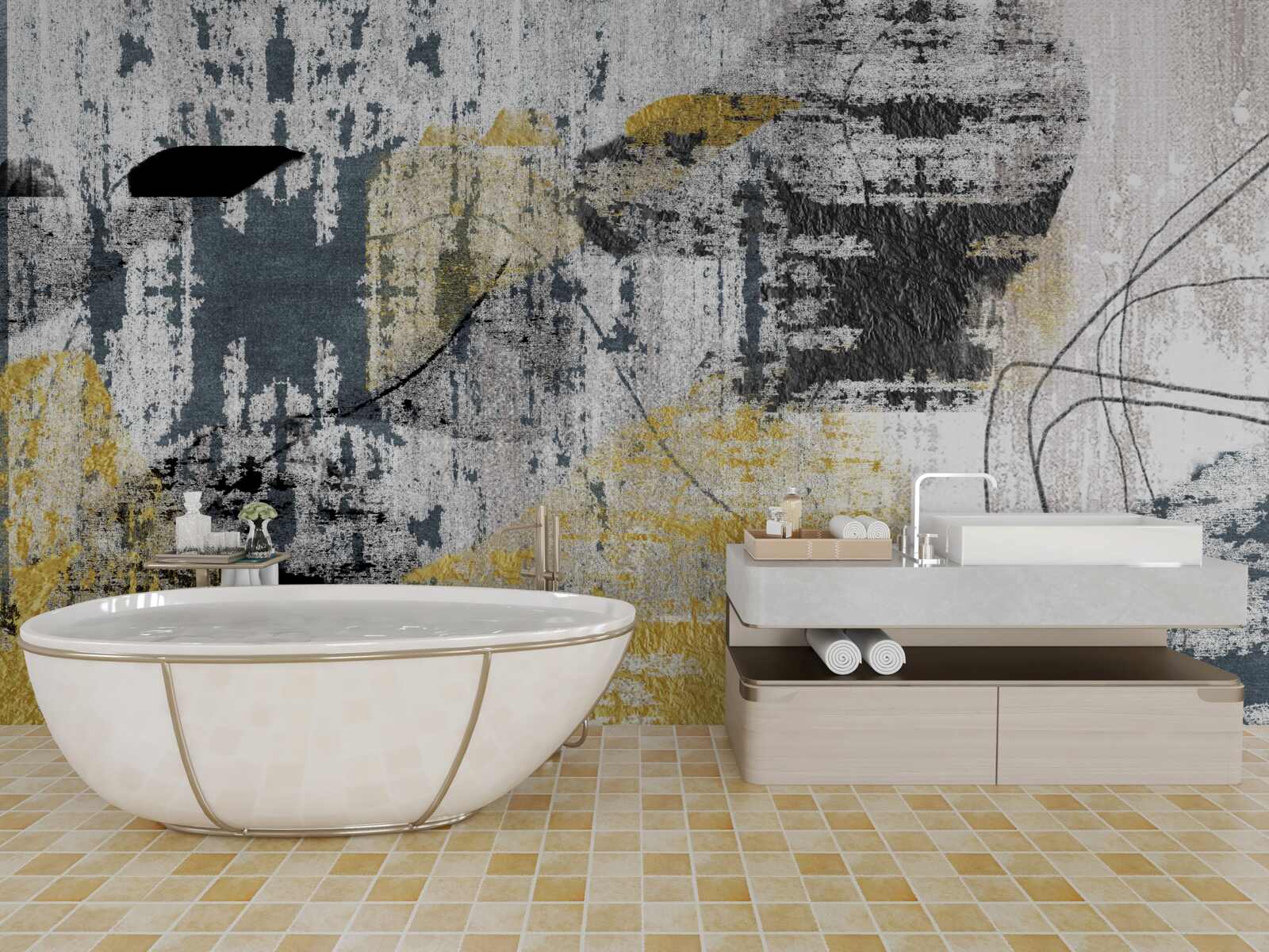 Fototapeta pozadie vytvorené z abstraktných odtieňov čiernej a zlatej