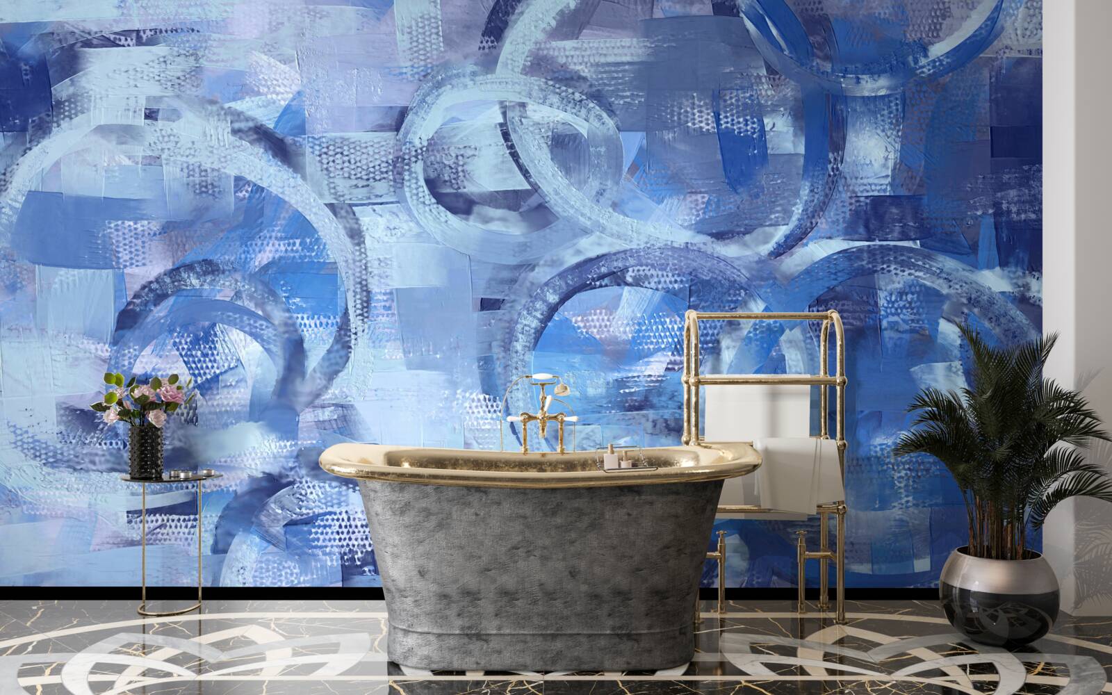 Fototapeta vodné krúžky na modrom povrchu