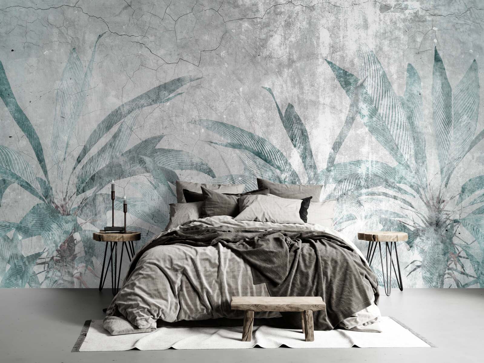 Fototapeta palmy obklopené zeleňou pod kvapkami dažďa