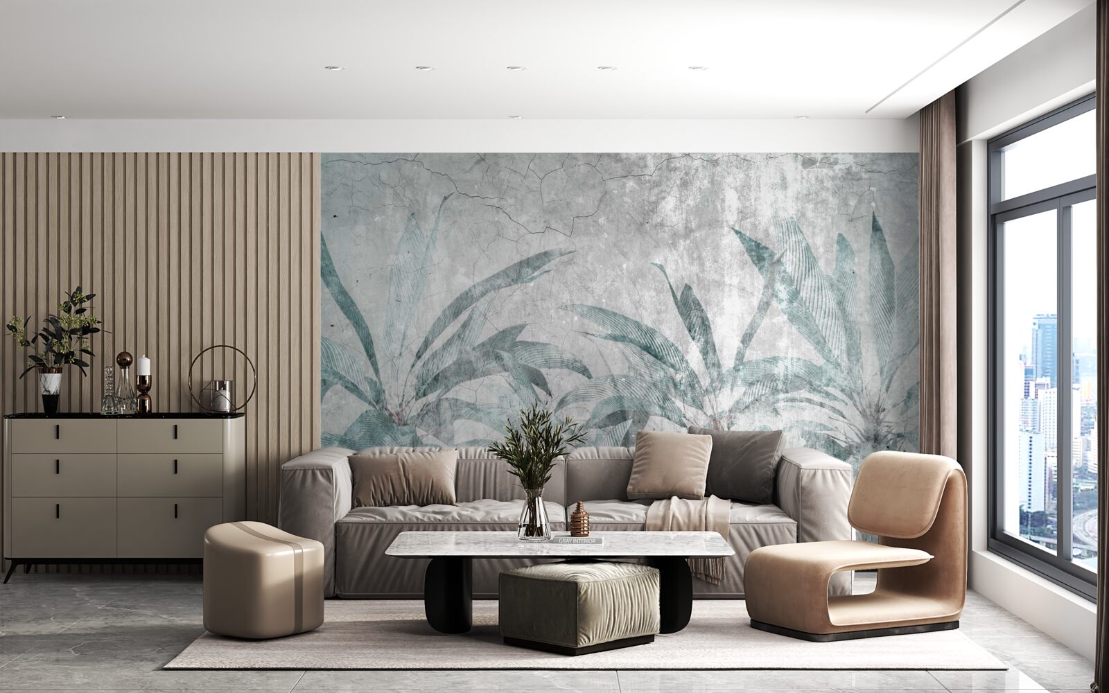 Fototapeta palmy obklopené zeleňou pod kvapkami dažďa