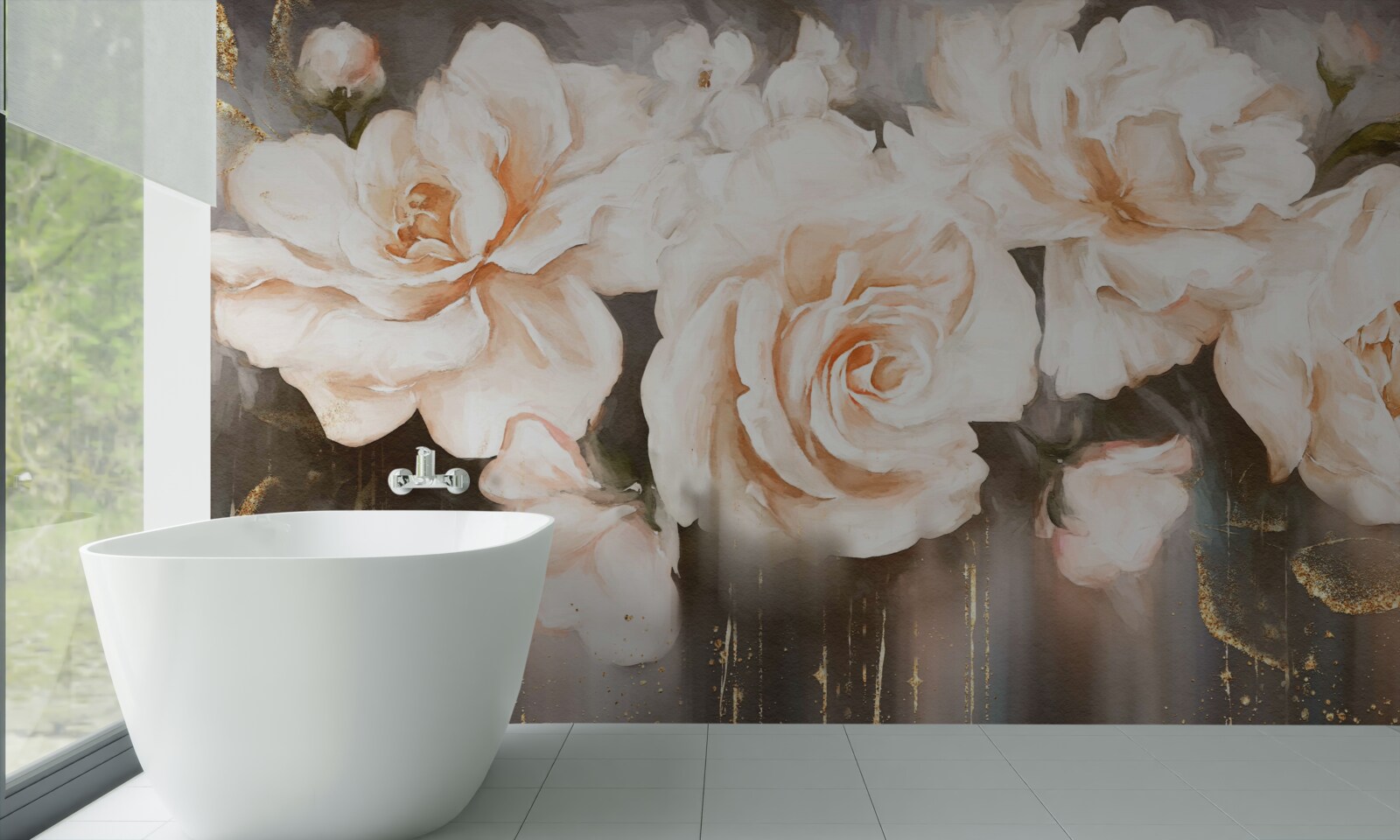 Fototapeta ruže majú luxusný krémový odtieň