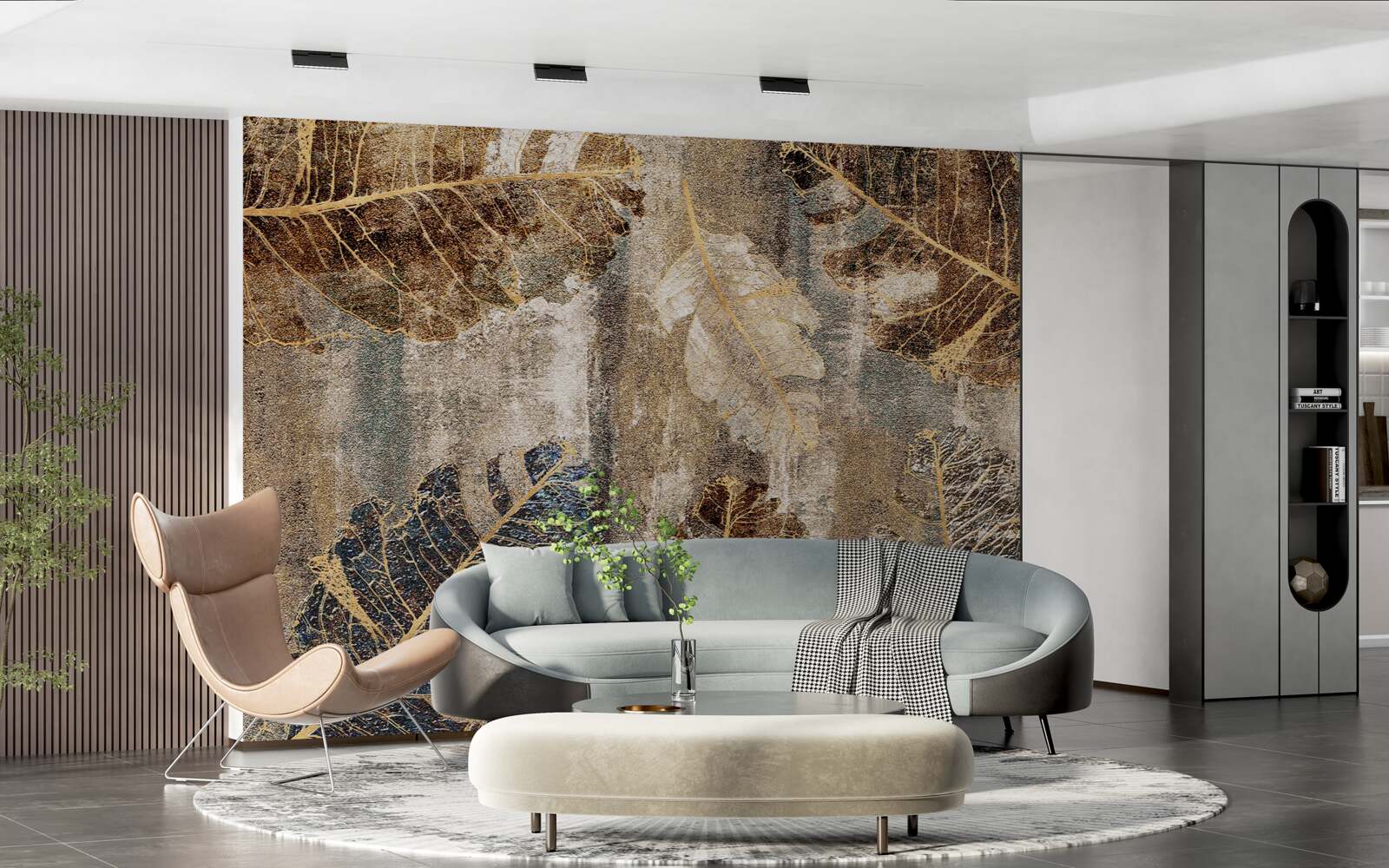 Fototapeta zlaté a čierne listy paprade