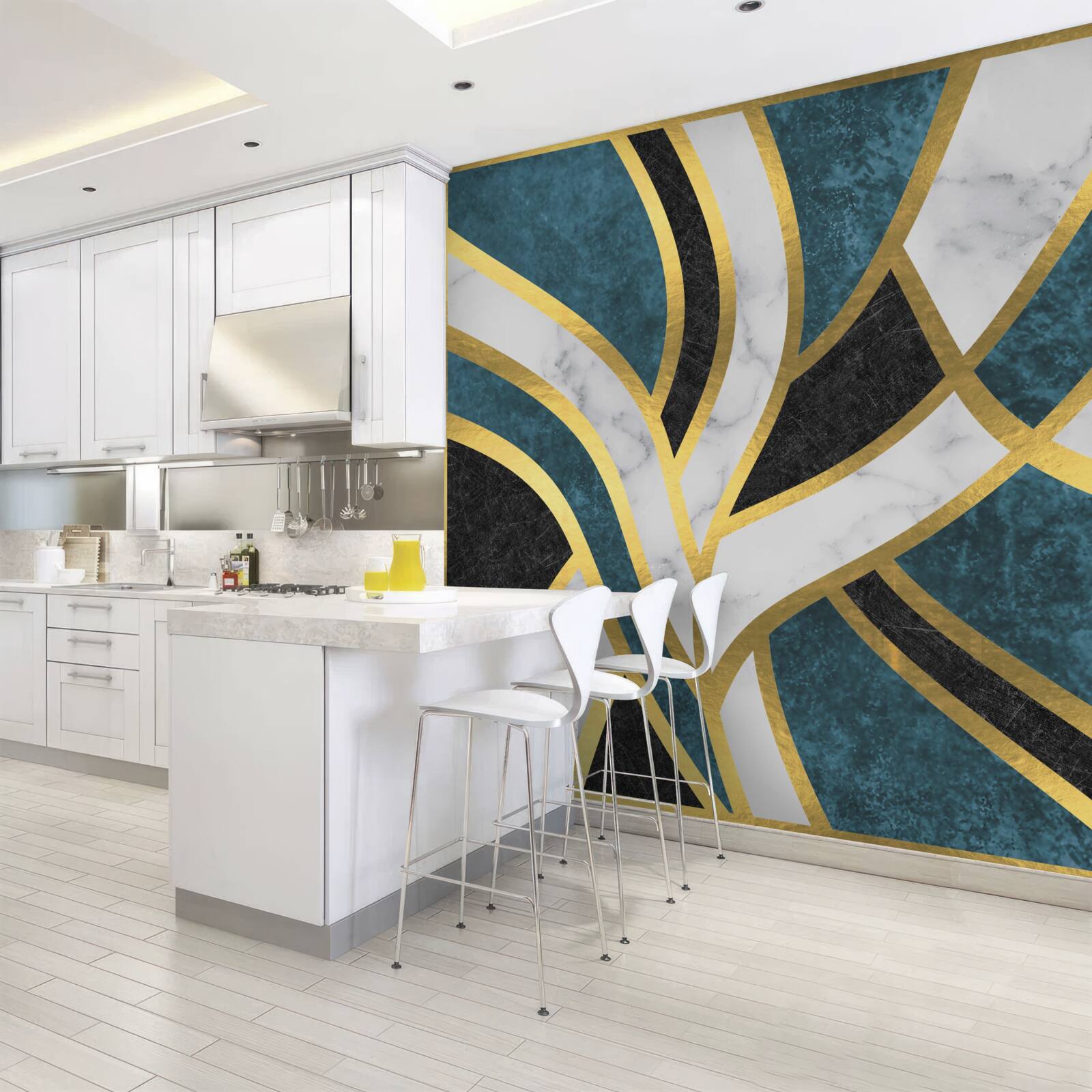 Fototapeta zlaté, hladko ohraničené postavy stretávajúce sa v strede