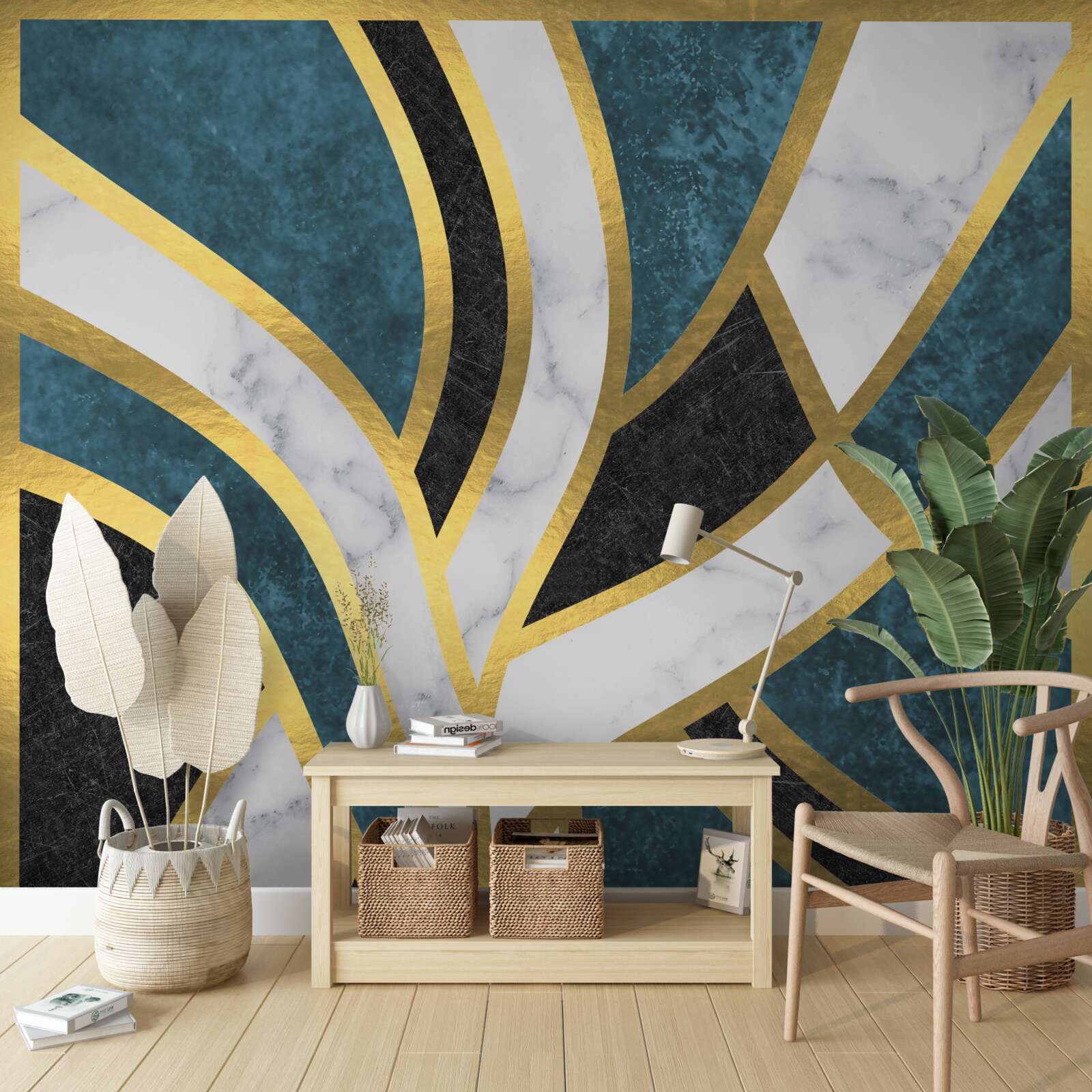 Fototapeta zlaté, hladko ohraničené postavy stretávajúce sa v strede