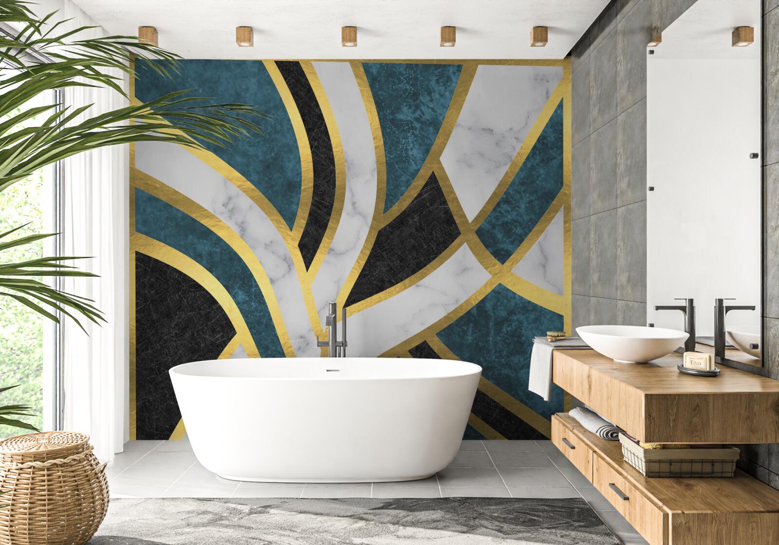 Fototapeta zlaté, hladko ohraničené postavy stretávajúce sa v strede