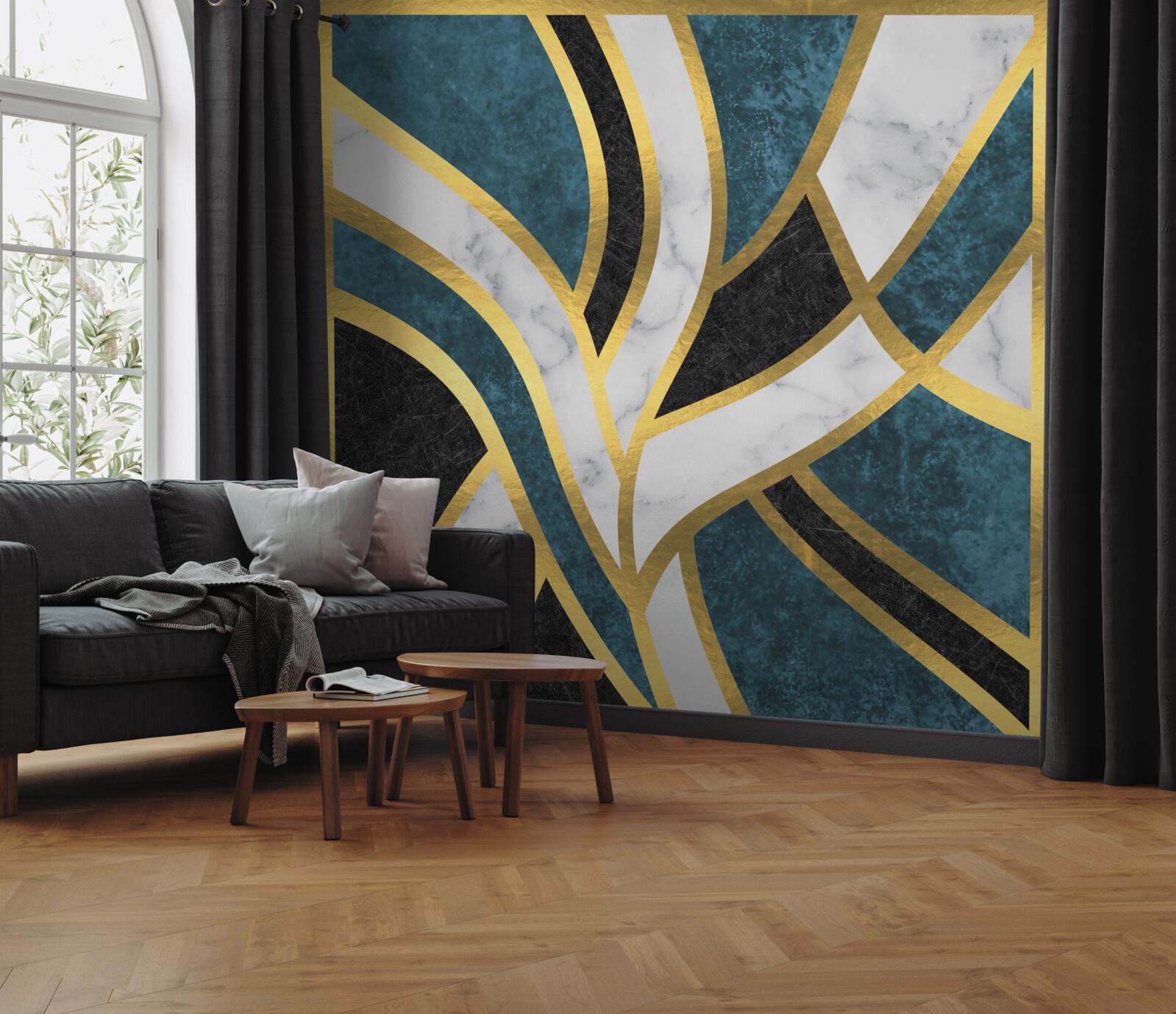 Fototapeta zlaté, hladko ohraničené postavy stretávajúce sa v strede