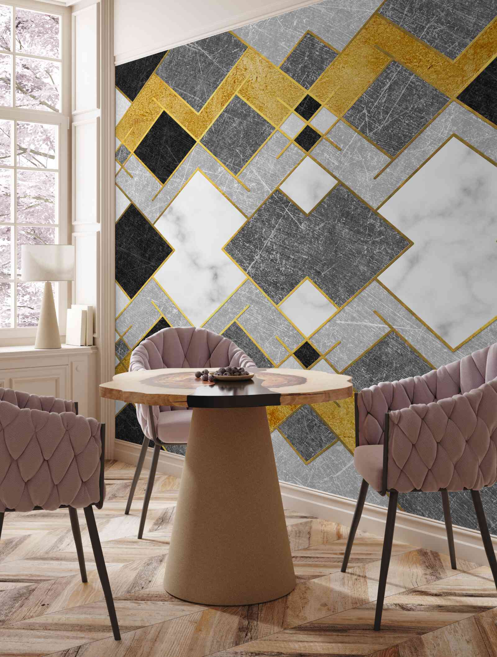 Fototapeta štvorce rôznych farieb odrážajúce sa v zrkadle