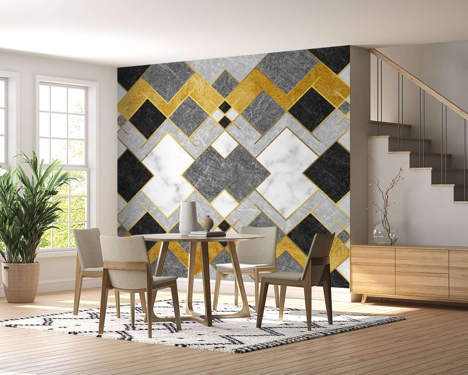 Fototapeta štvorce rôznych farieb odrážajúce sa v zrkadle