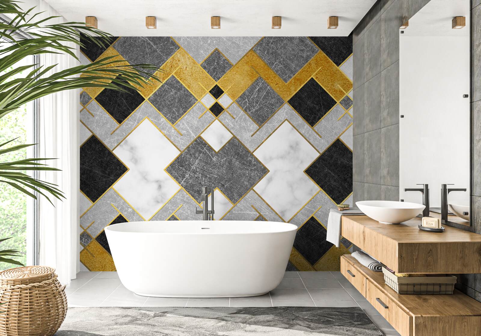 Fototapeta štvorce rôznych farieb odrážajúce sa v zrkadle