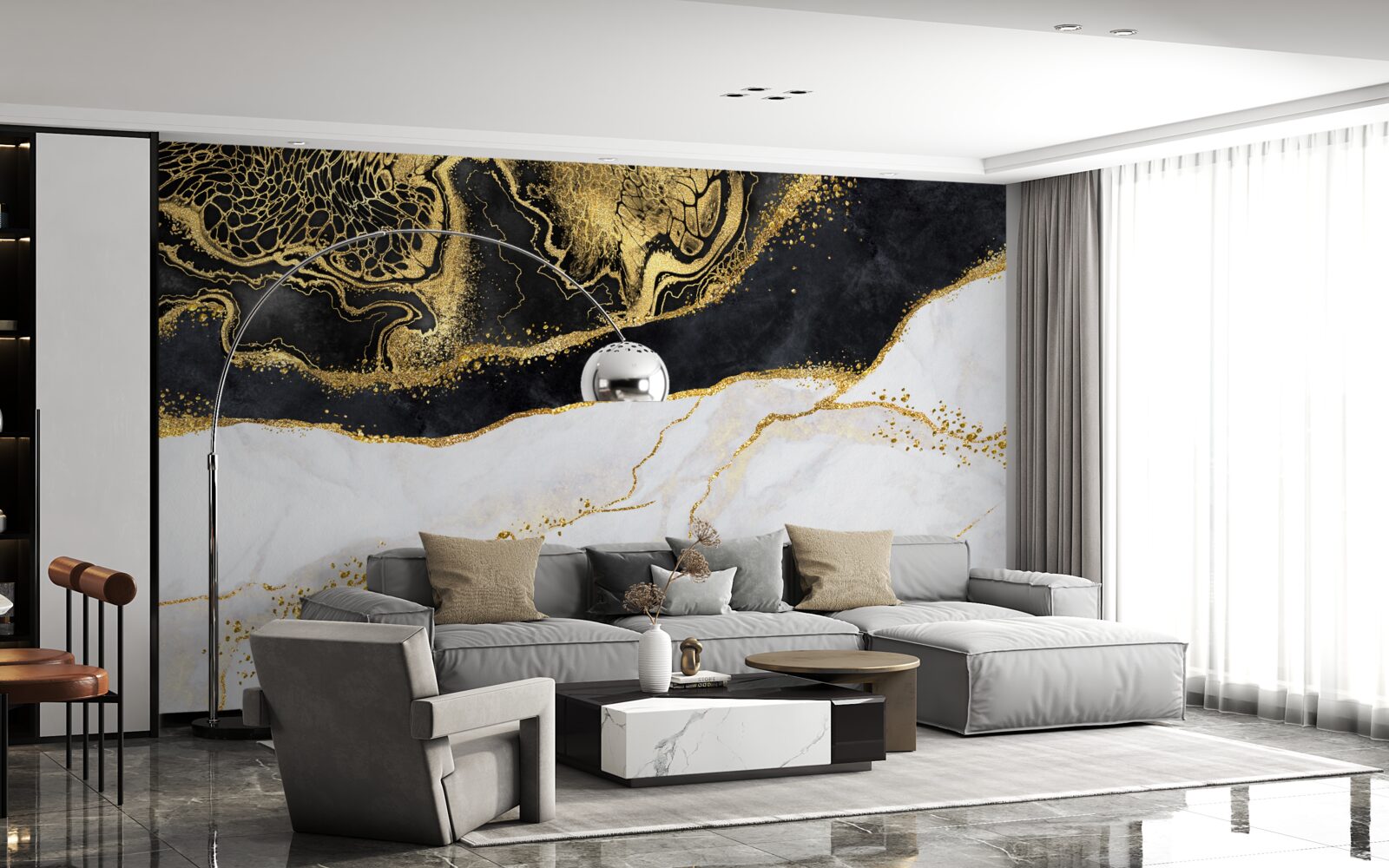 Fototapeta čierne vlny obklopujú piesočnaté pobrežie