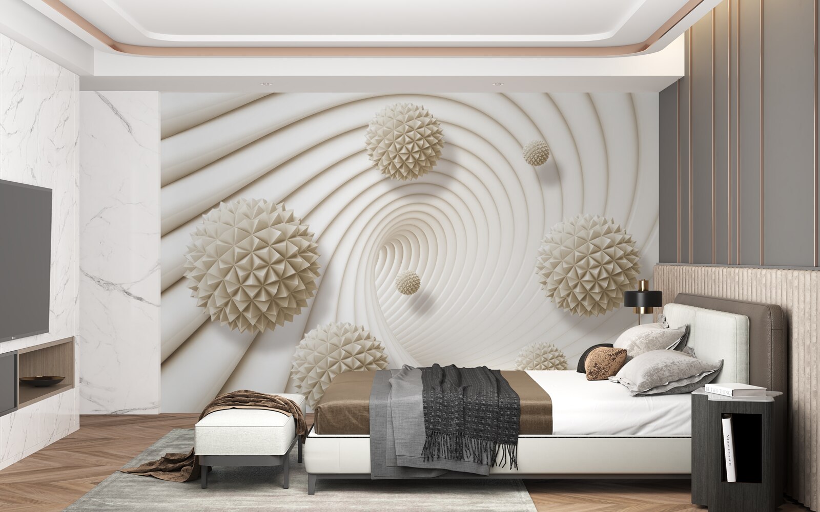 Fototapeta svetlé guľôčky v tvare lúčov vo vortexe