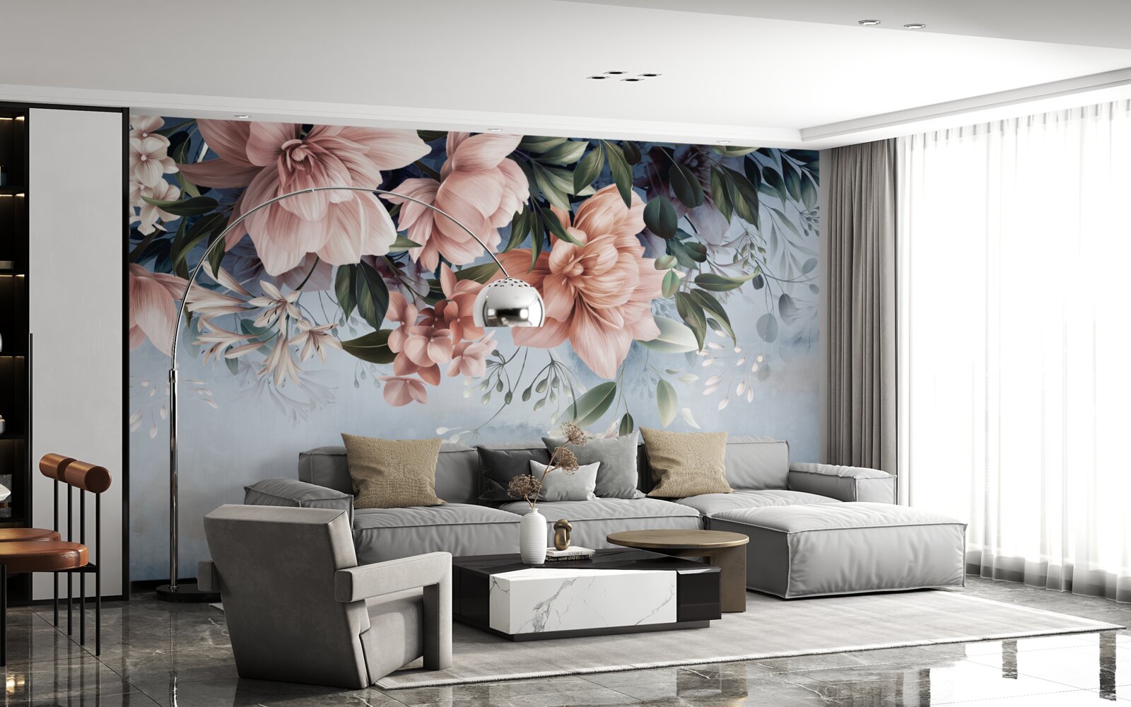 Fototapeta konáre kvetov padajú na vodnú hladinu