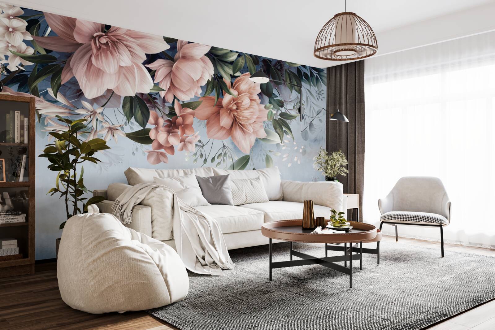 Fototapeta konáre kvetov padajú na vodnú hladinu