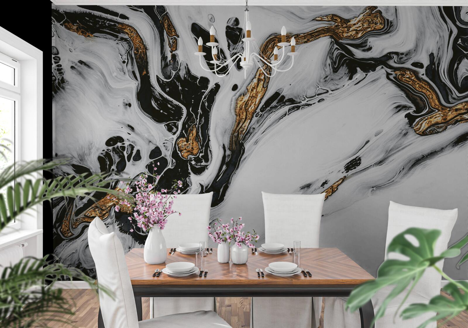 Fototapeta svahy pokryté snehom, s kameňmi v zlatom svetle