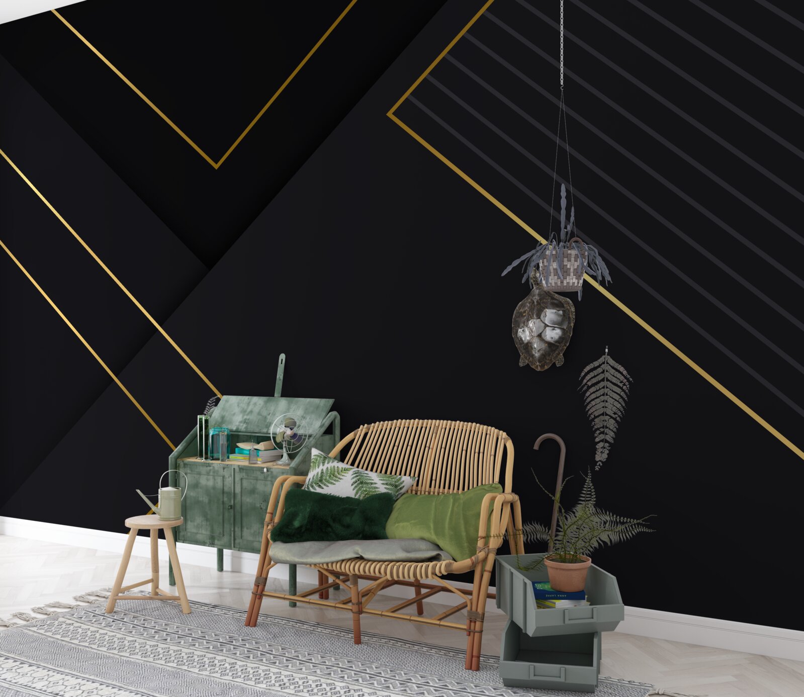 Fototapeta obdĺžniky zlatého odtieňa s čiernym jadrom