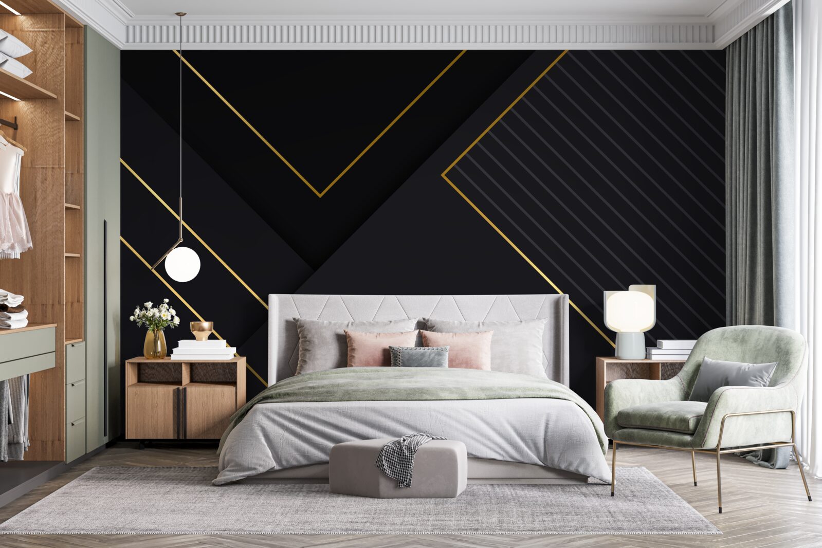 Fototapeta obdĺžniky zlatého odtieňa s čiernym jadrom