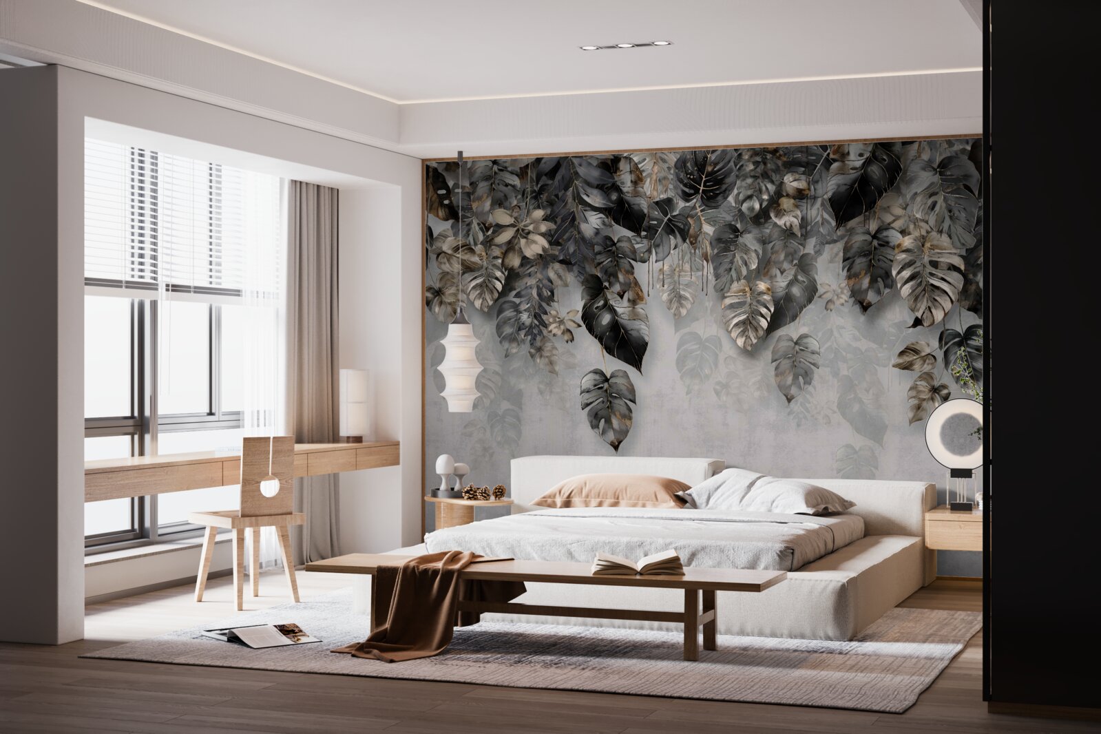 Fototapeta visiace tmavé listy trópov