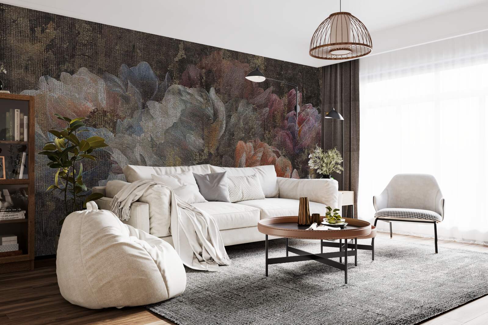 Fototapeta jesenné kvety v silnom daždi