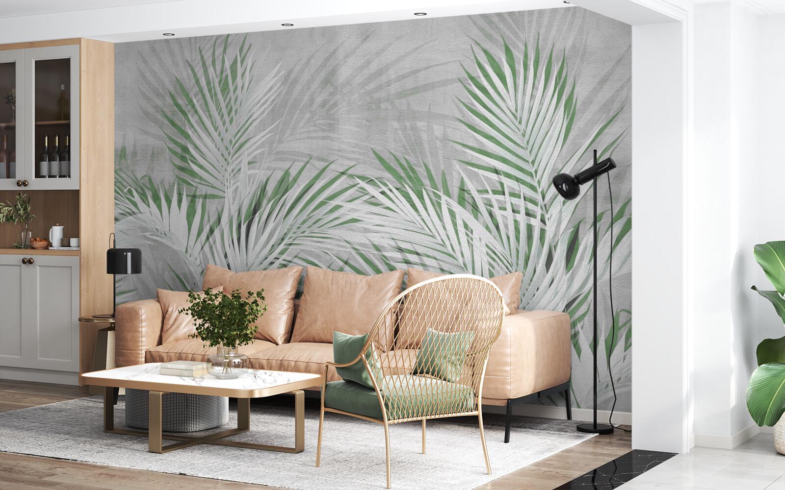 Fototapeta zelené a biele listy bujnej paprade