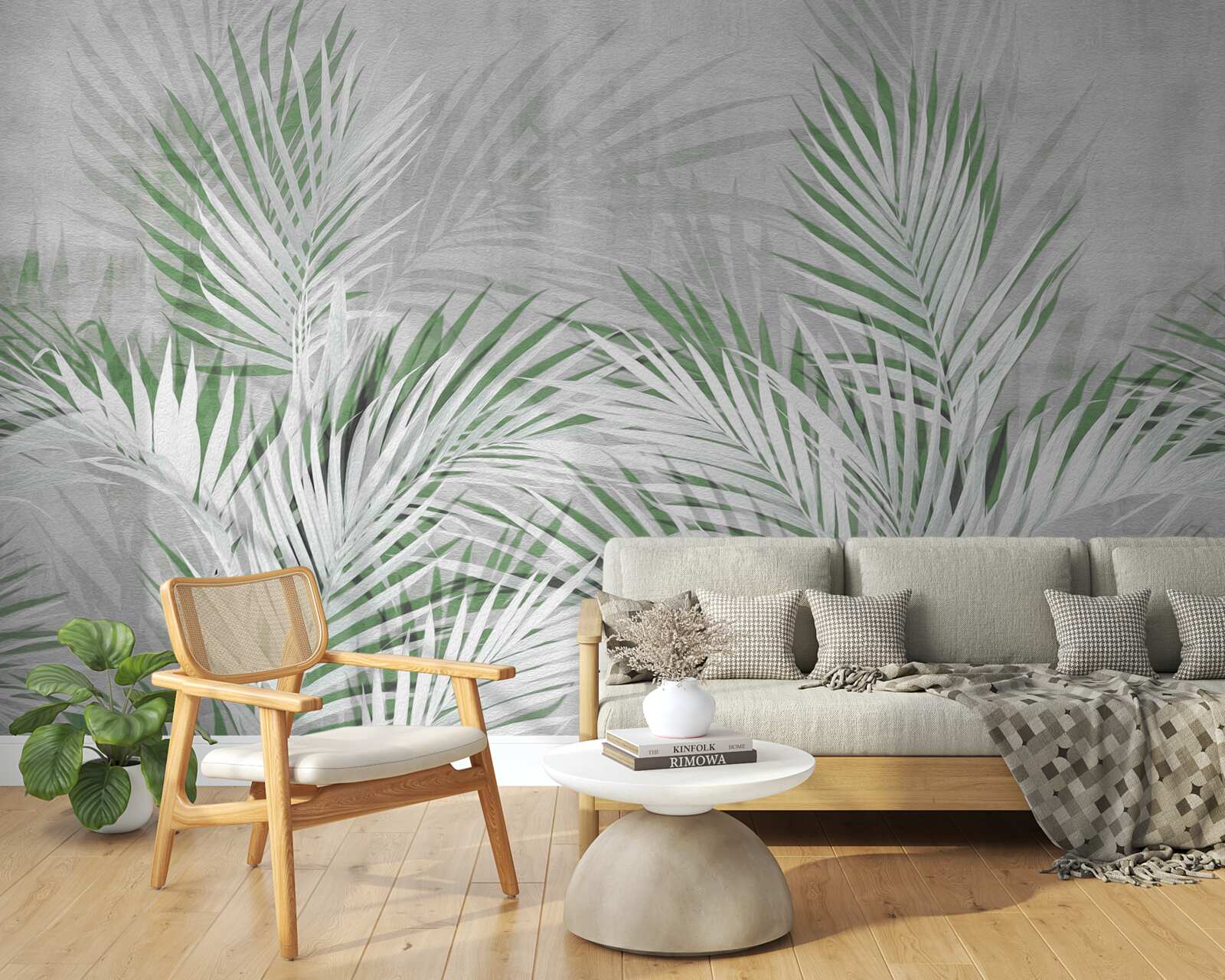 Fototapeta zelené a biele listy bujnej paprade