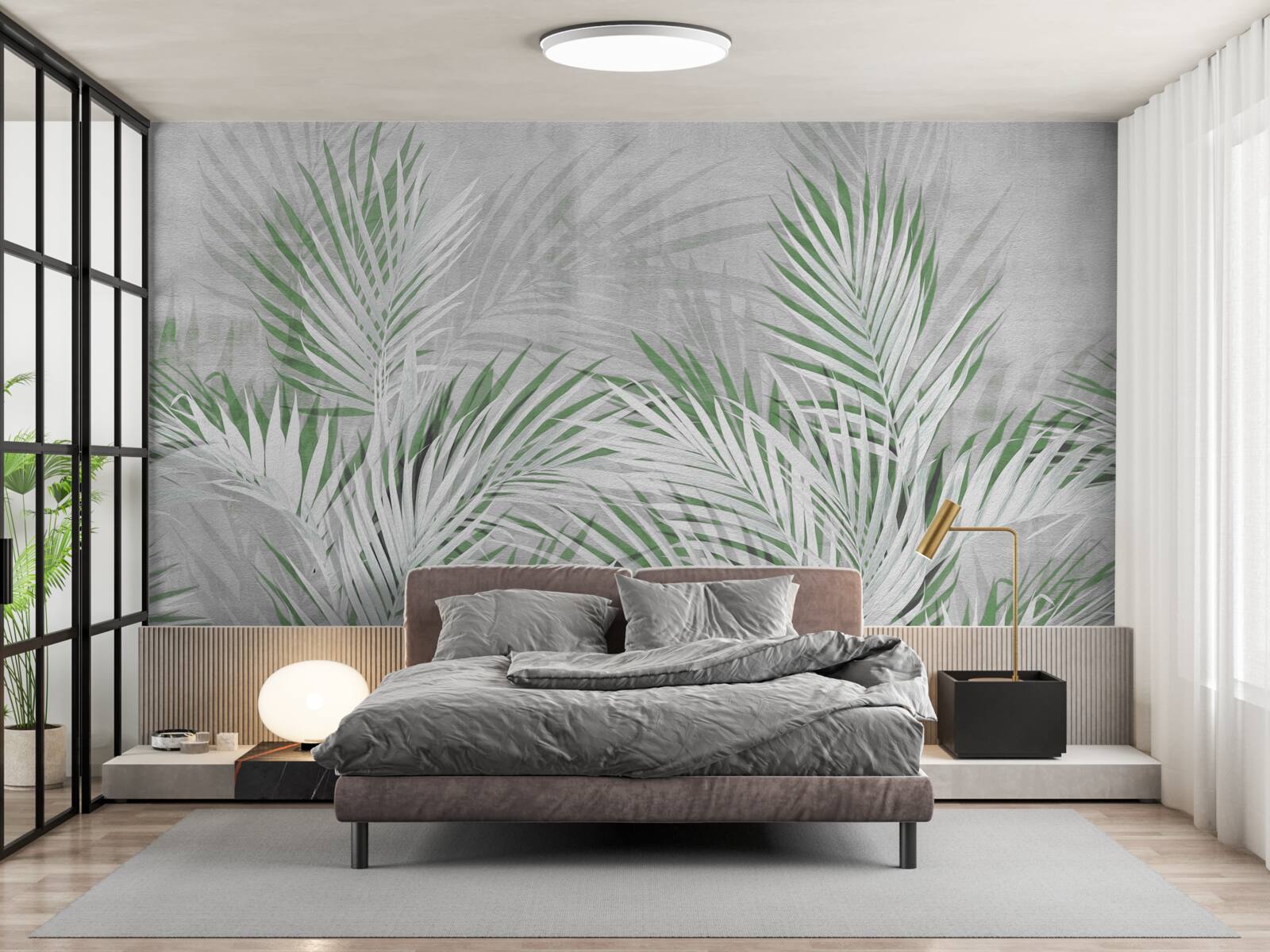 Fototapeta zelené a biele listy bujnej paprade