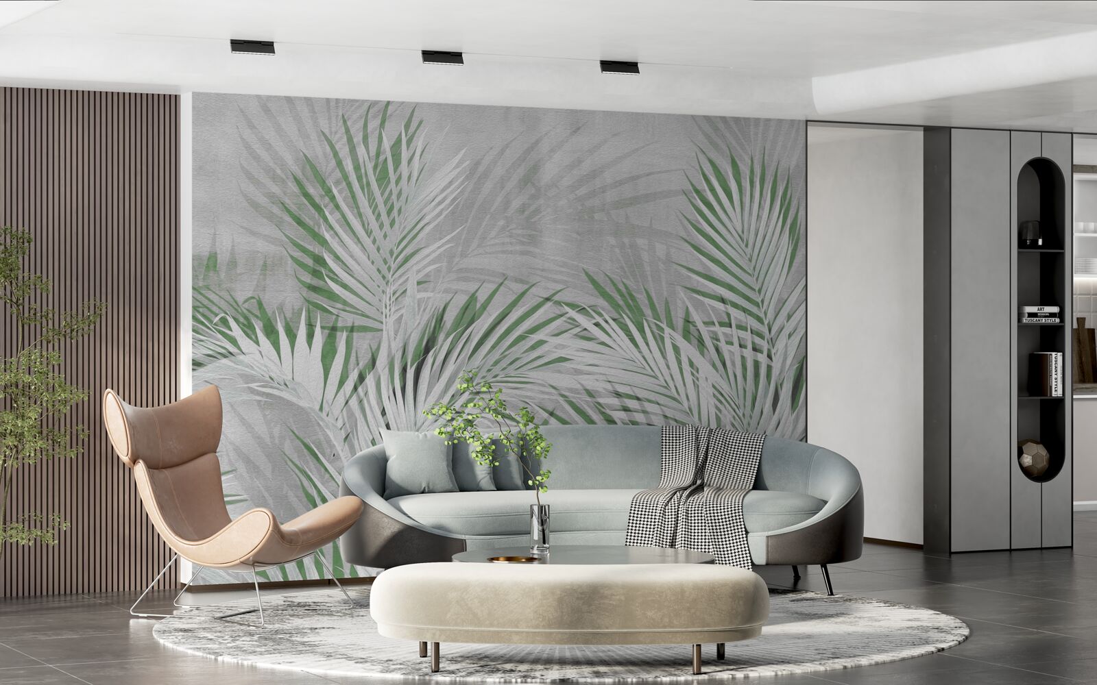 Fototapeta zelené a biele listy bujnej paprade