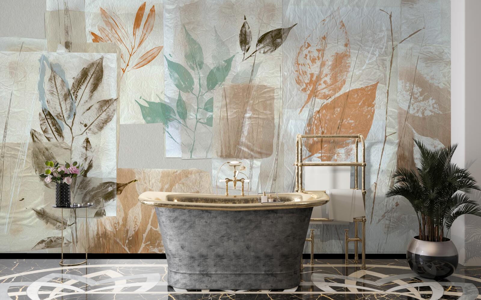 Fototapeta odhaľovanie kvetov a listov pomocou farby