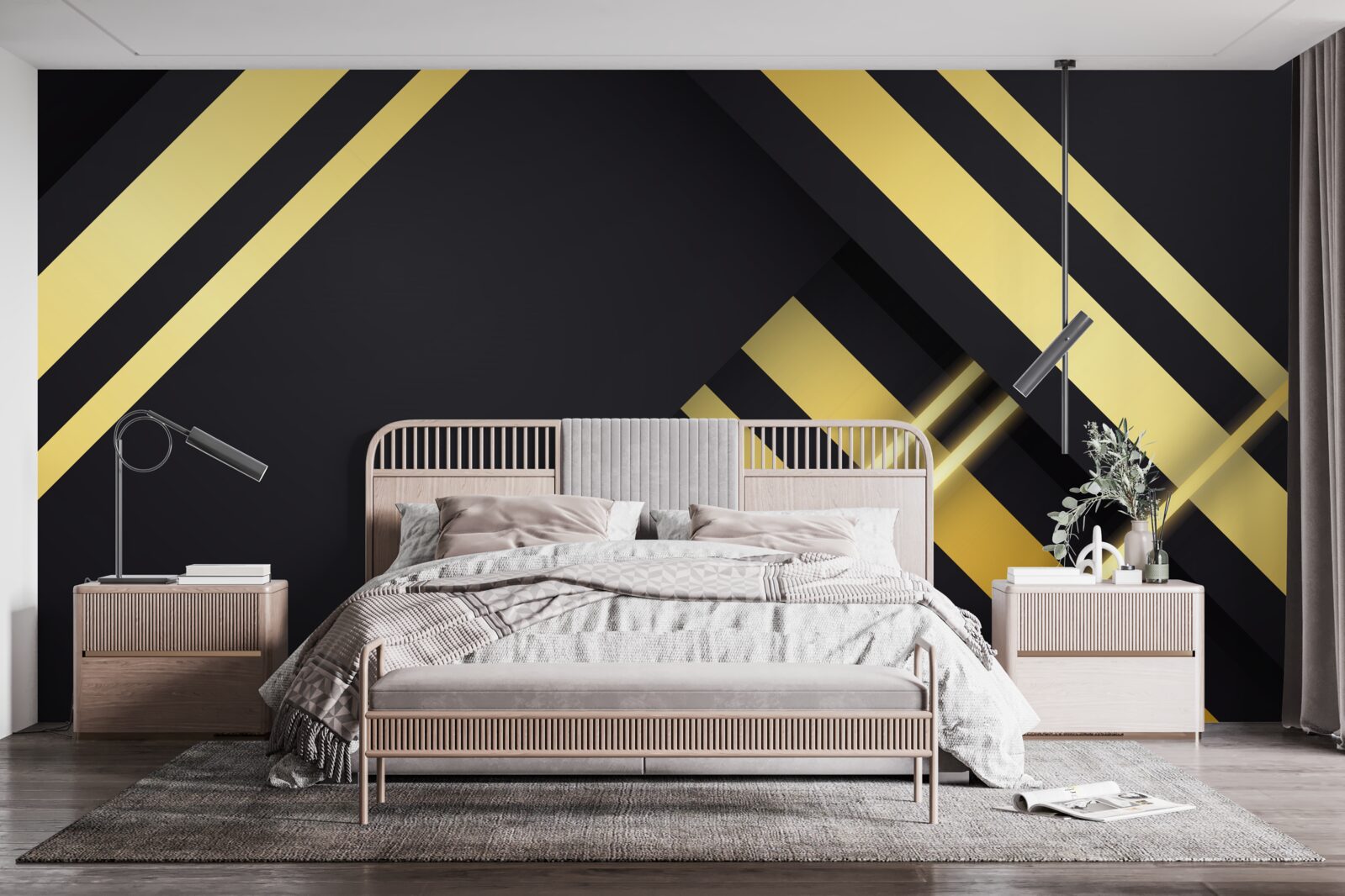 Fototapeta zlaté rovné čiary na čiernom pozadí