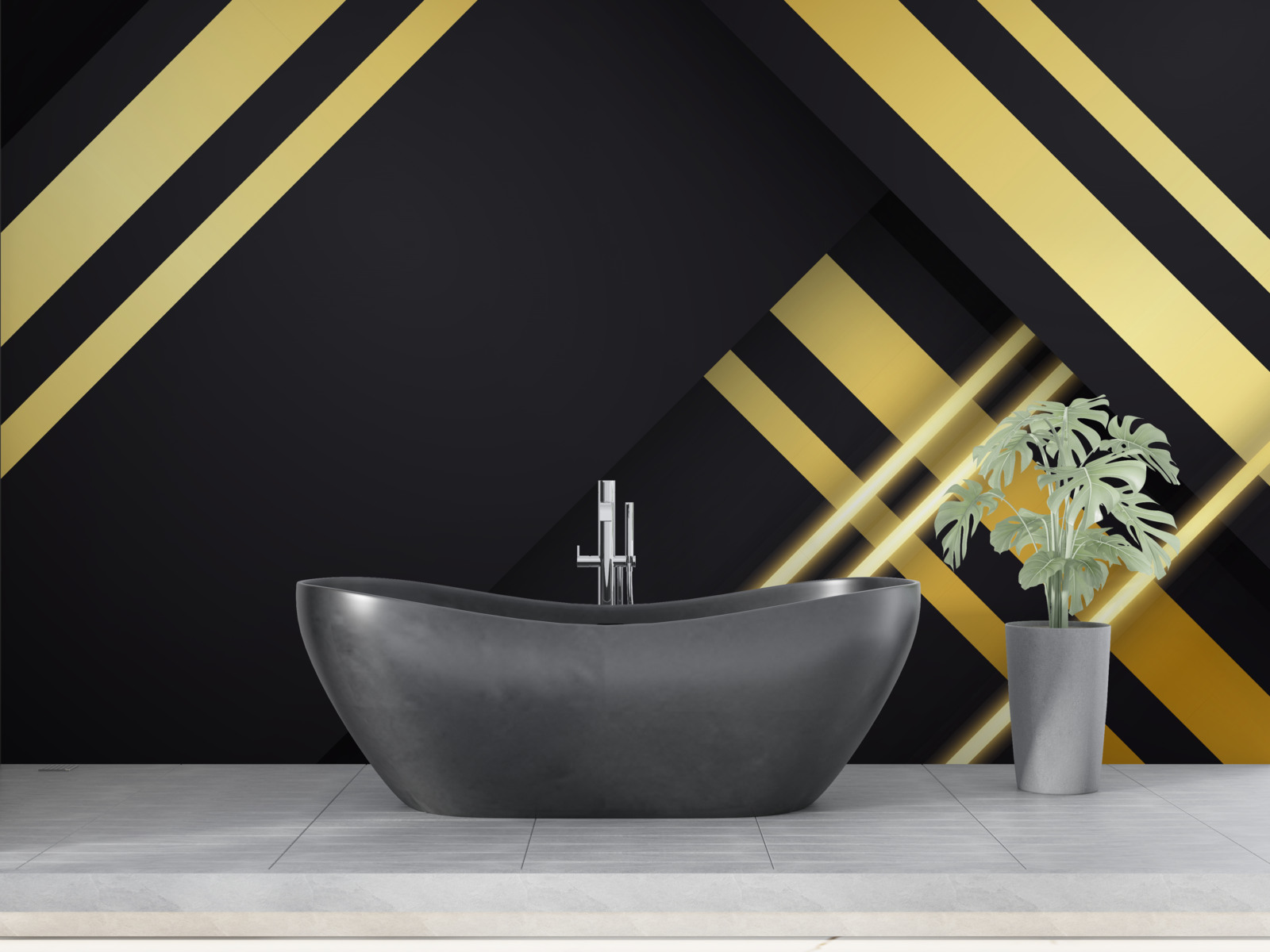 Fototapeta zlaté rovné čiary na čiernom pozadí