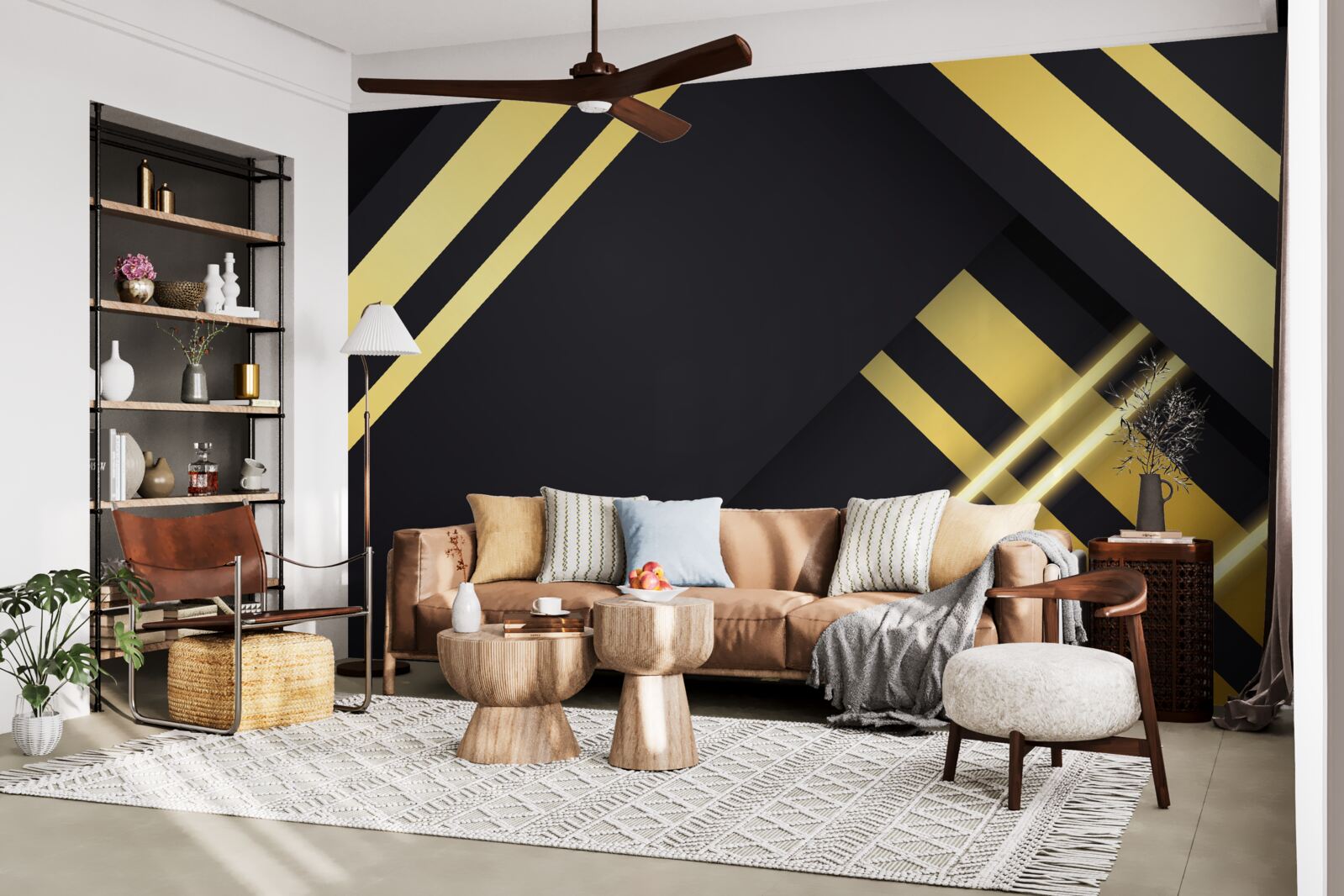 Fototapeta zlaté rovné čiary na čiernom pozadí