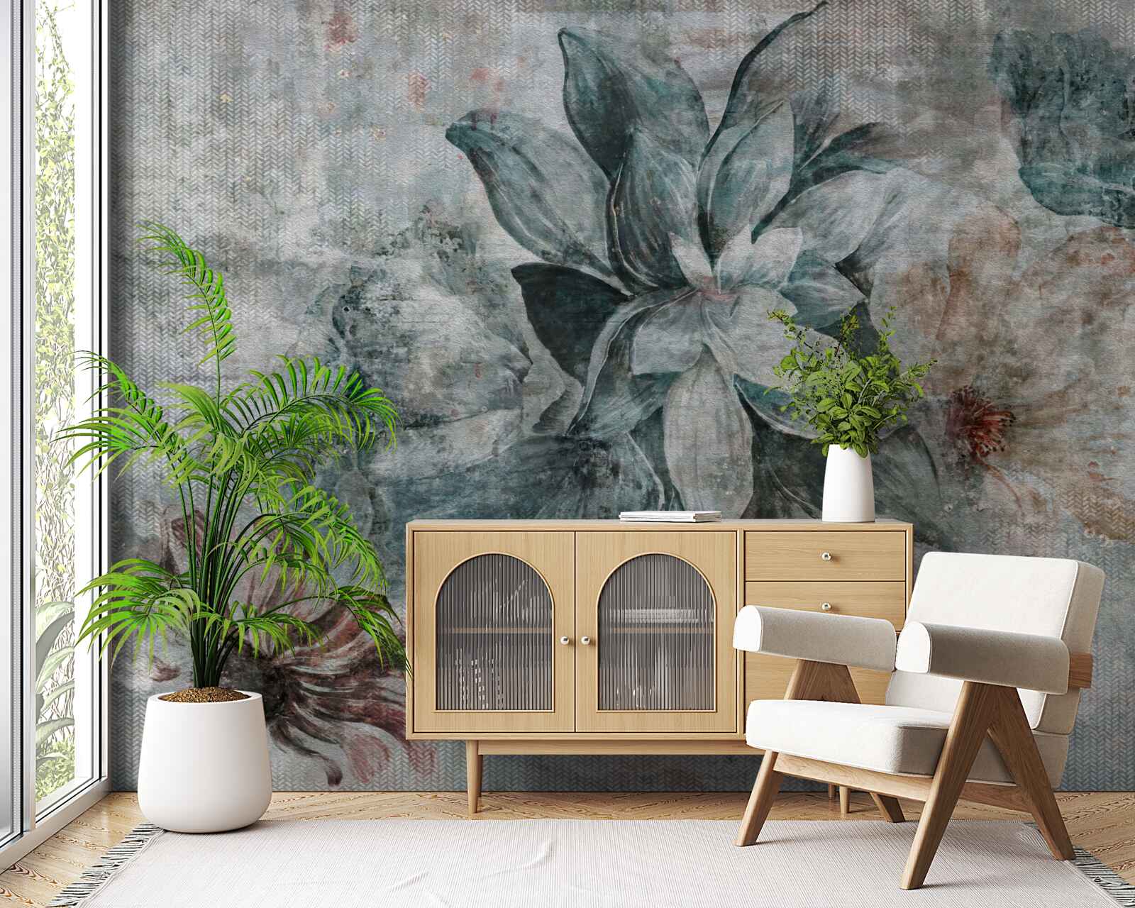 Fototapeta bielo-modrý kvet na rozostrenom pozadí