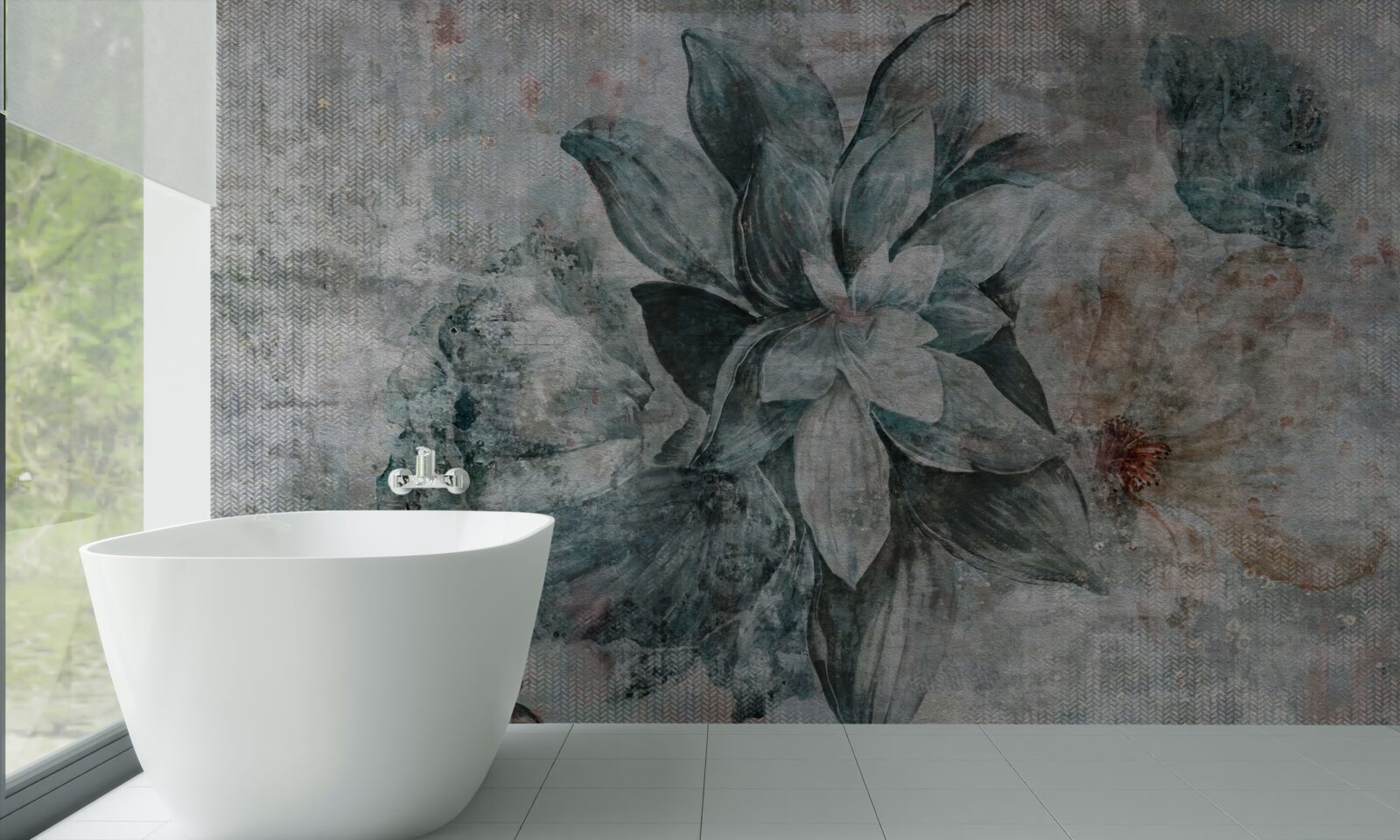 Fototapeta bielo-modrý kvet na rozostrenom pozadí