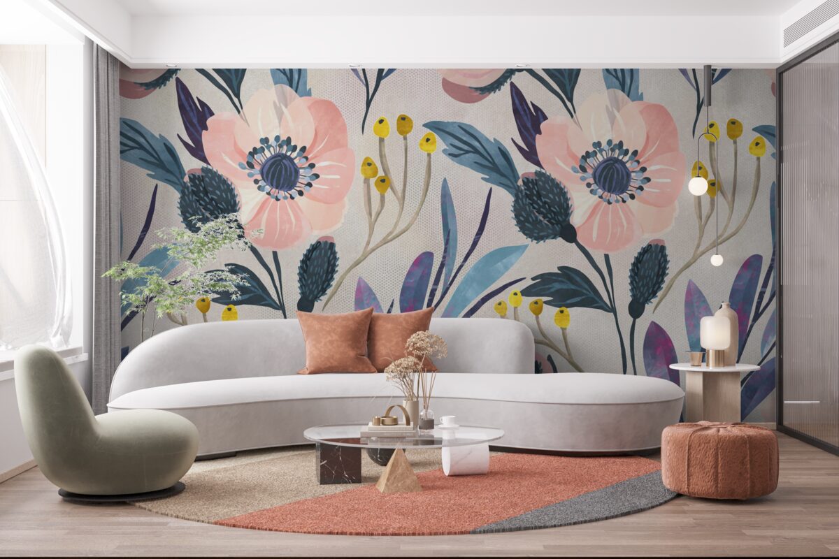 Fototapeta ružové maky medzi listami