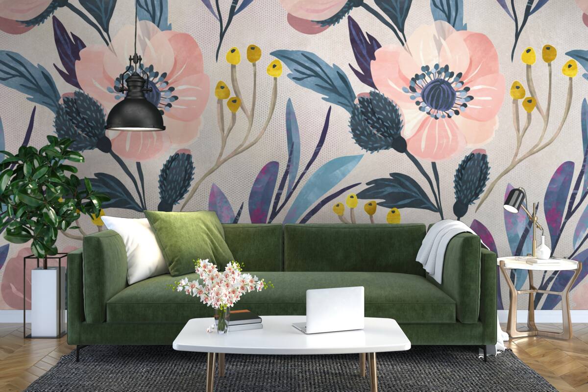 Fototapeta ružové maky medzi listami