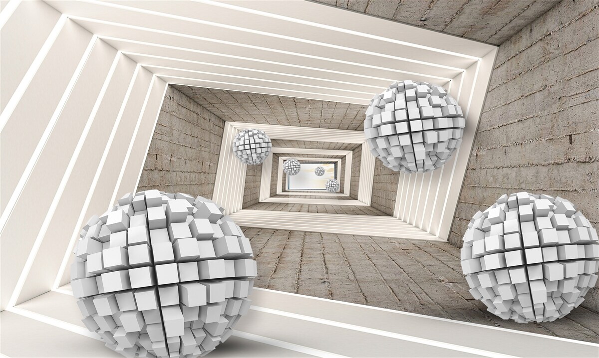 Fototapeta gule z kociek a nekonečná chodba