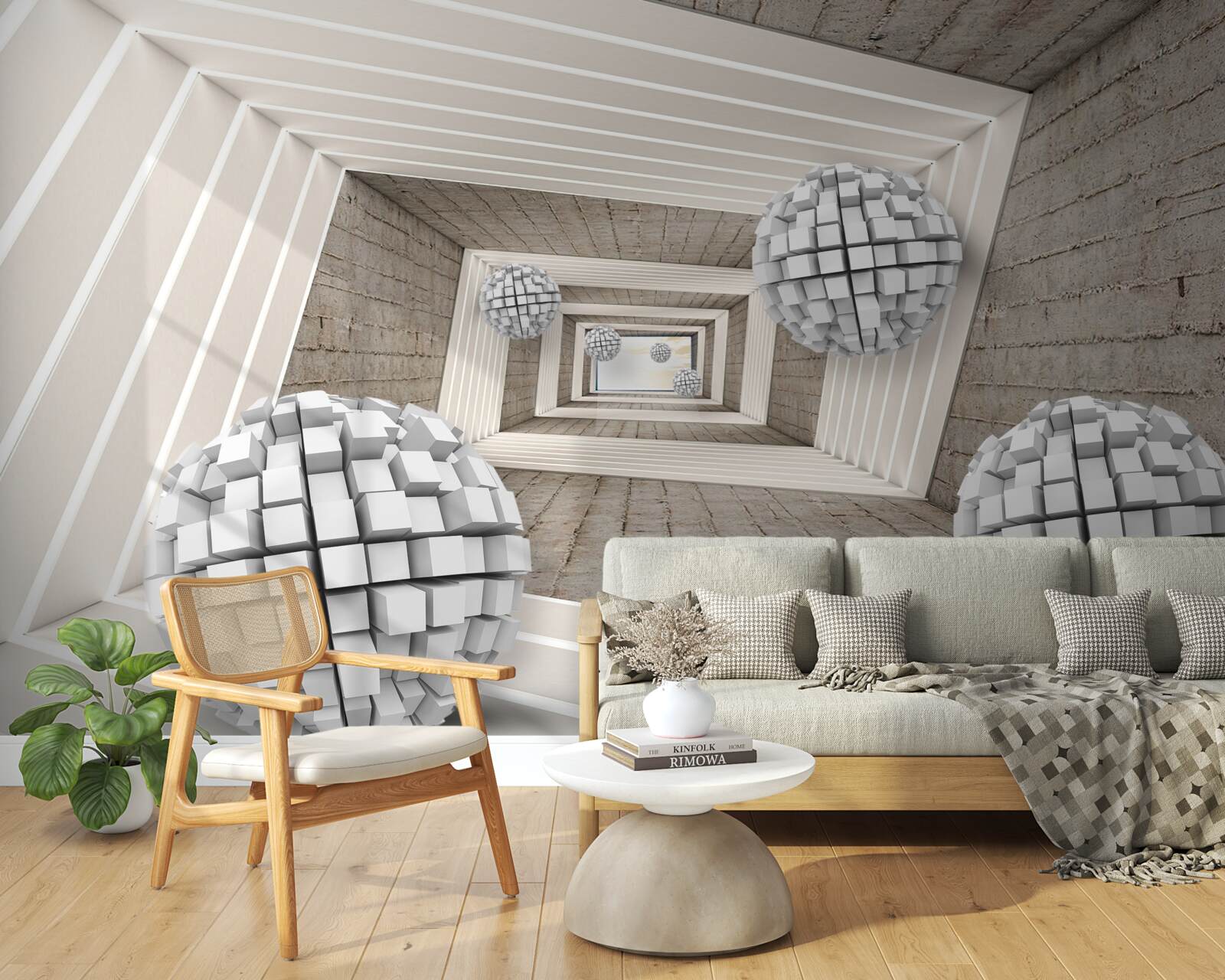 Fototapeta gule z kociek a nekonečná chodba