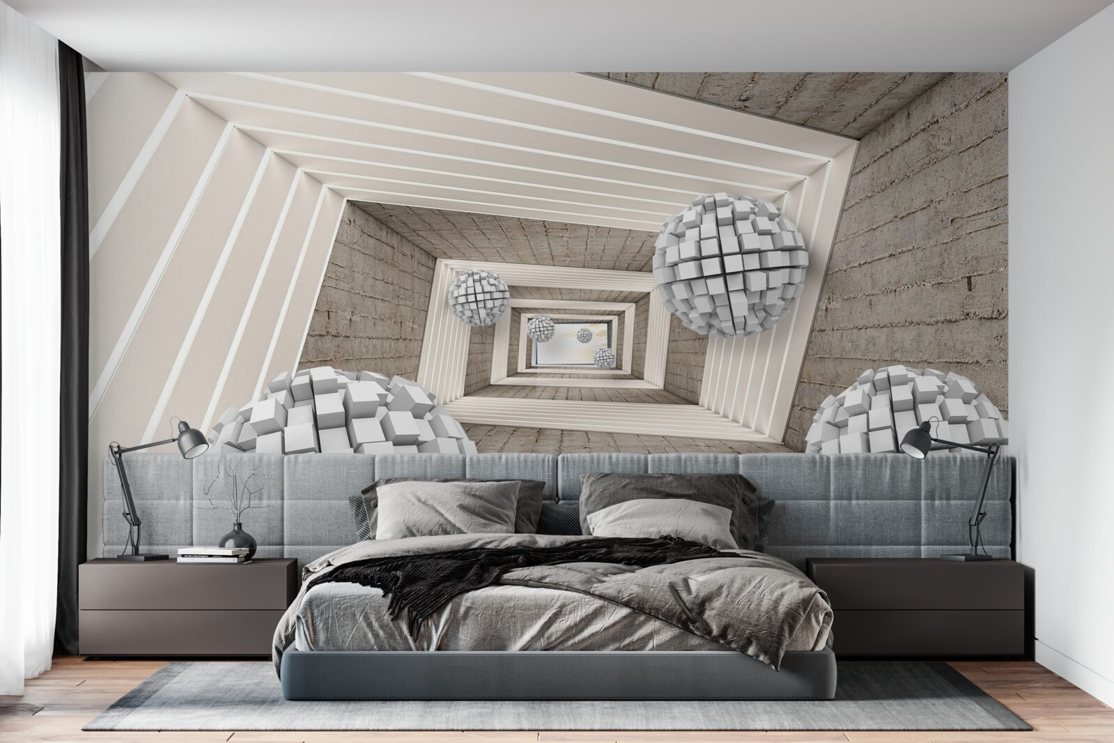 Fototapeta gule z kociek a nekonečná chodba