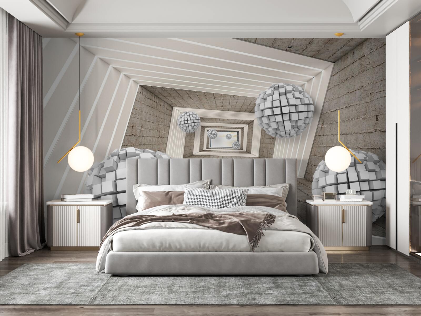 Fototapeta gule z kociek a nekonečná chodba