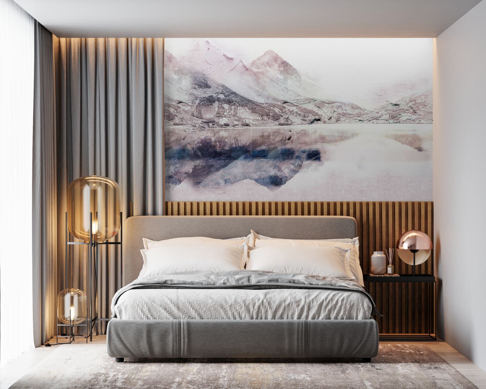 Fototapeta odraz vysokých hôr v zrkadlovej vodnej hladine