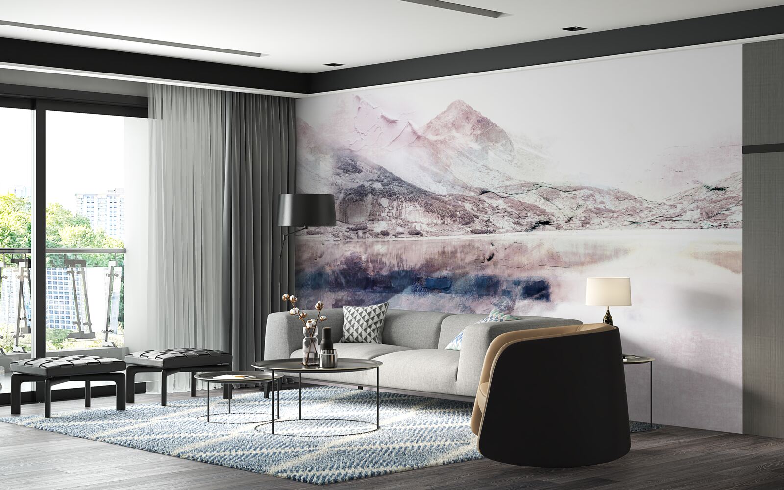 Fototapeta odraz vysokých hôr v zrkadlovej vodnej hladine