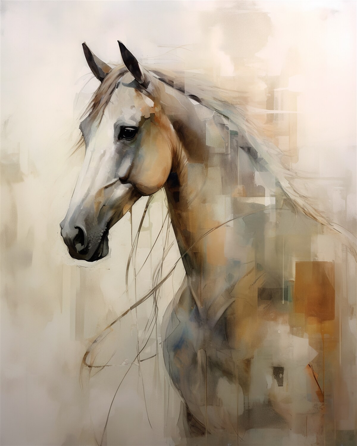 Fototapeta exotický snehobiely kôň s bujnou hrivou