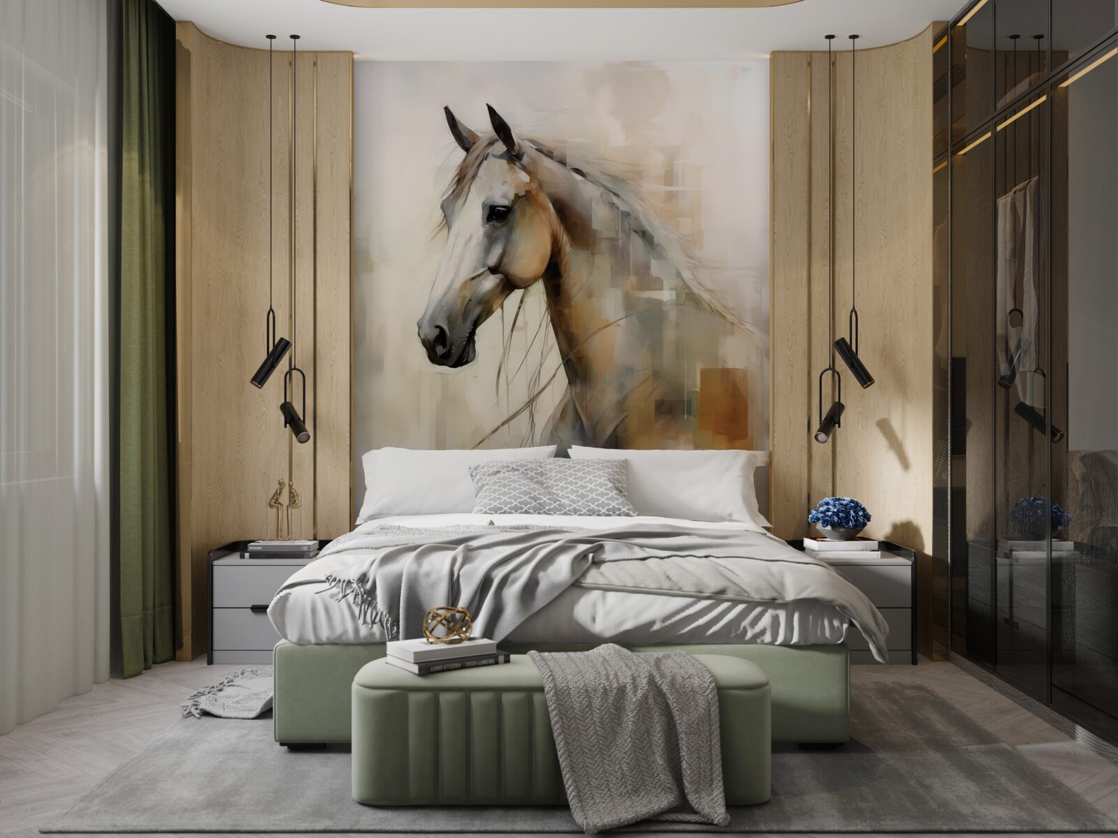 Fototapeta exotický snehobiely kôň s bujnou hrivou