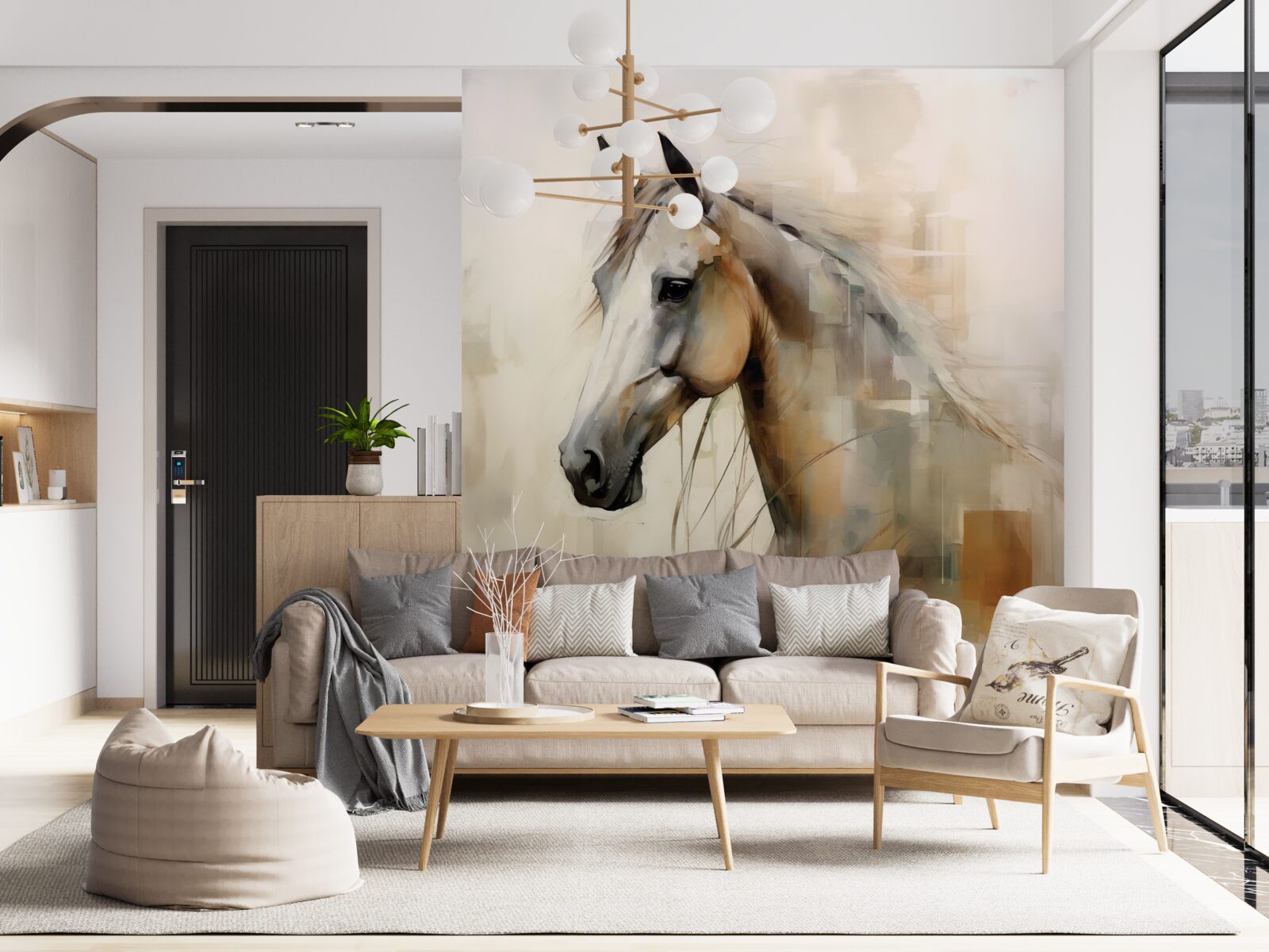 Fototapeta exotický snehobiely kôň s bujnou hrivou