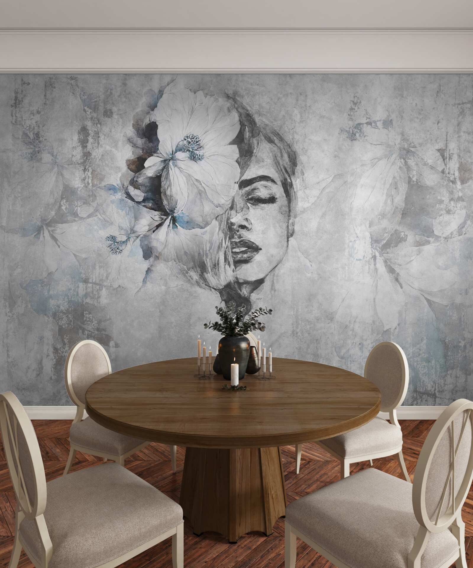 Fototapeta obrázok dievčaťa na sivom pozadí