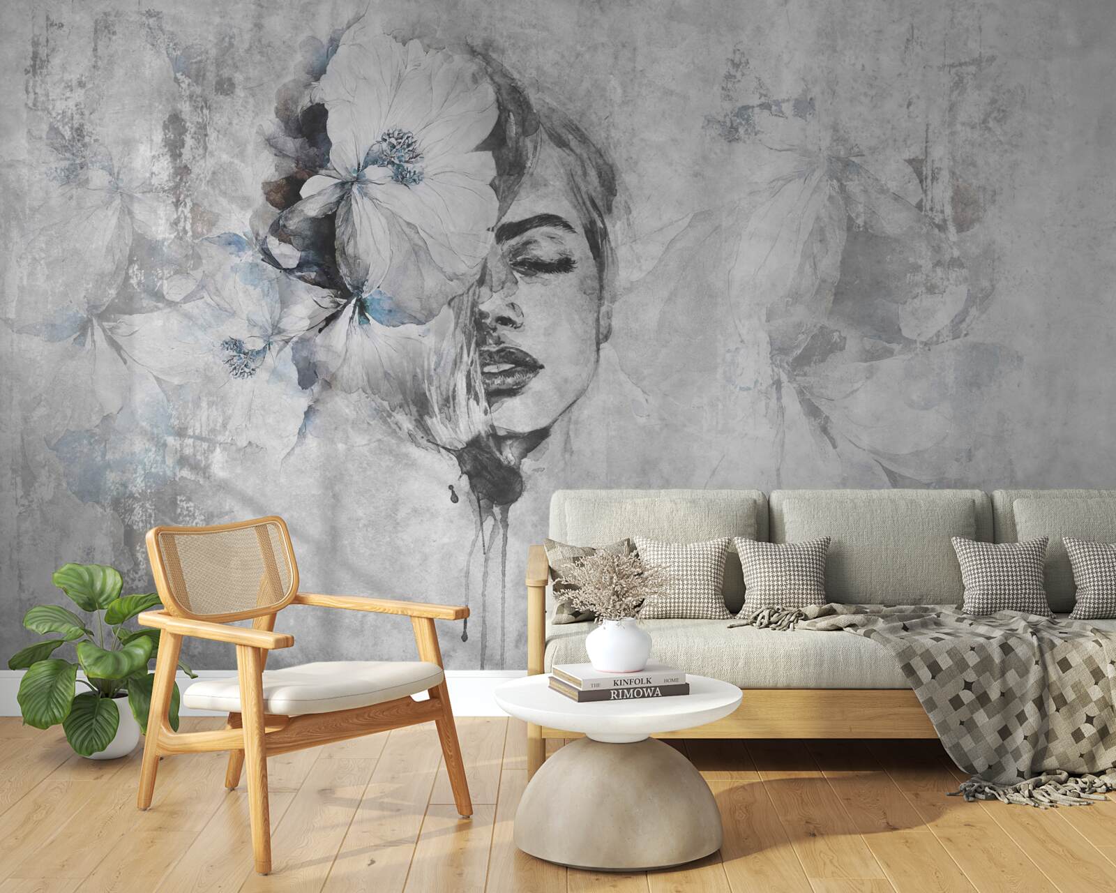 Fototapeta obrázok dievčaťa na sivom pozadí