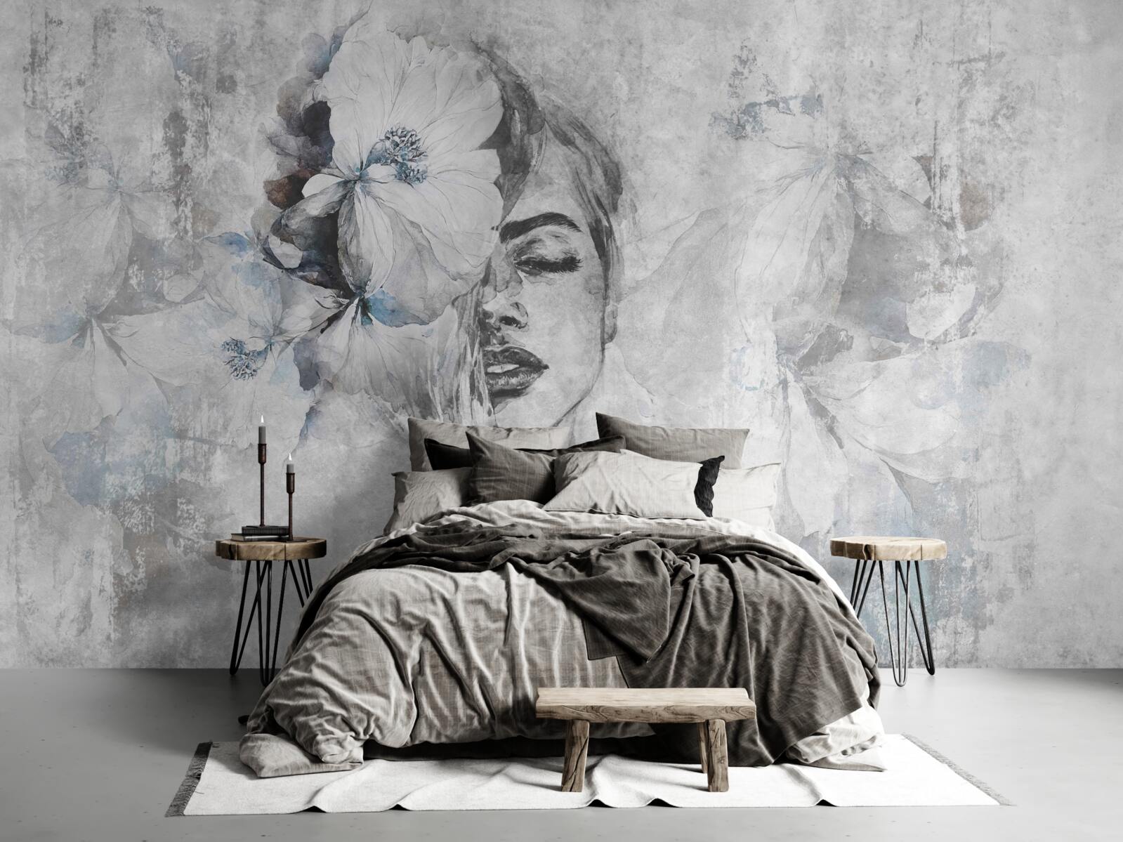 Fototapeta obrázok dievčaťa na sivom pozadí