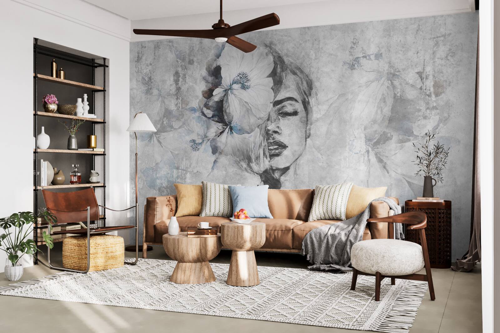 Fototapeta obrázok dievčaťa na sivom pozadí