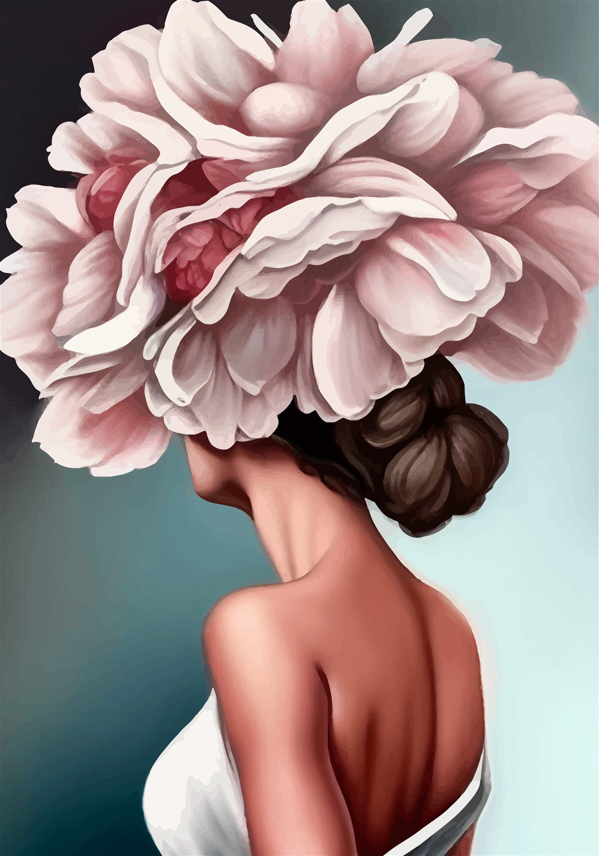 Fototapeta dievča, ktorej vlasy boli nahradené kvetmi