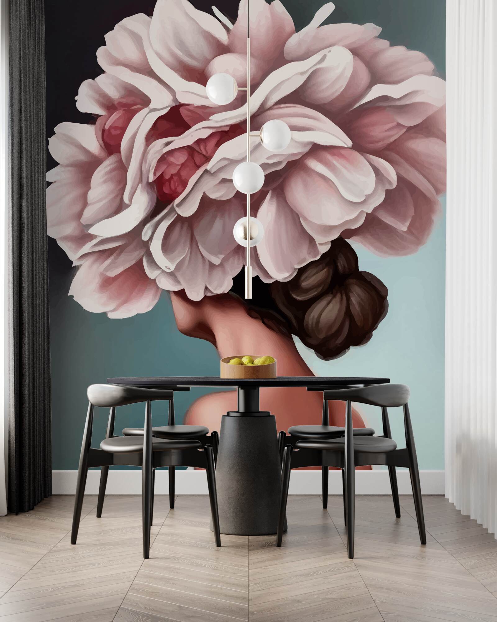 Fototapeta dievča, ktorej vlasy boli nahradené kvetmi